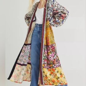 Anthropologie Floral Tiered Patchwork Kimono Jacket Conditions Apply Duster 1 Sz